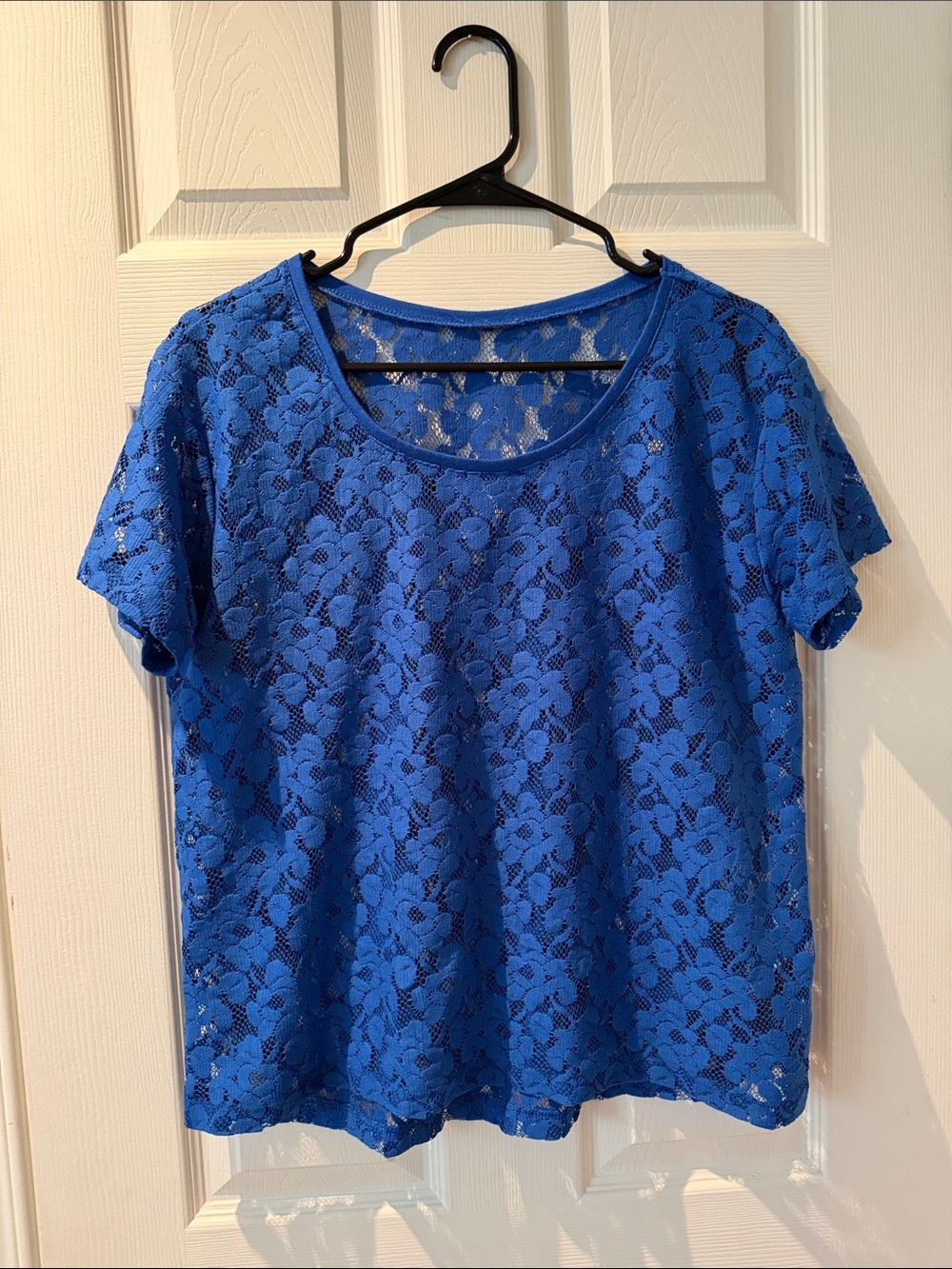 Women's Royal Blue Short Sleeve Lace Tee
